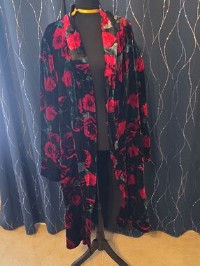 torrid Black Velvet Floral Jacket with Red Accents